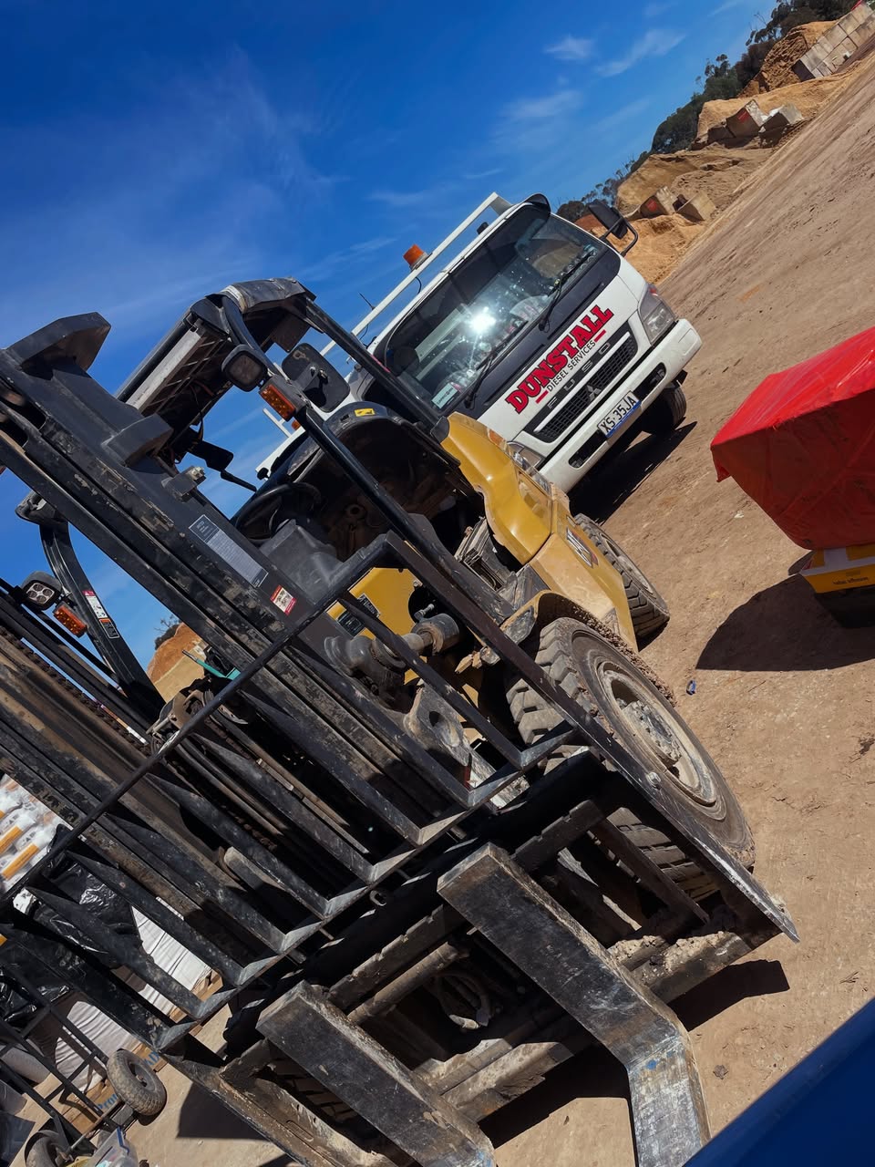 Industrial forklift routine mechanical servicing on-site